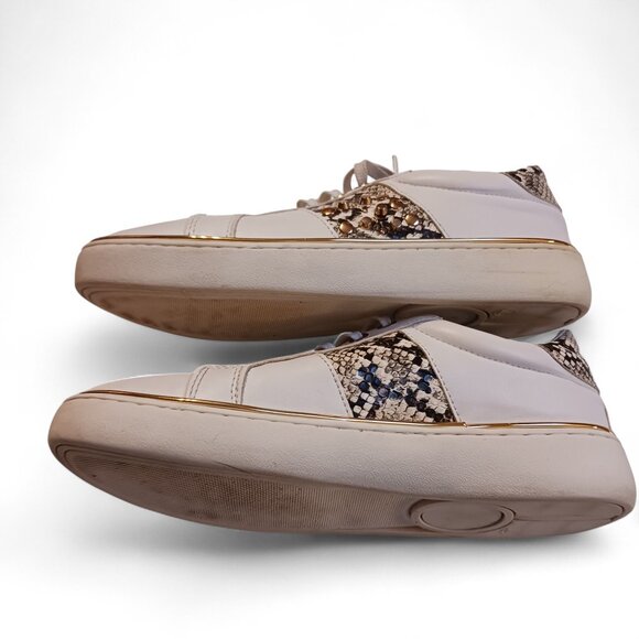 Steve Madden White Gold Studded Snakeskin Fashion Vegan Sneakers Size 6.5 - Picture 15 of 15